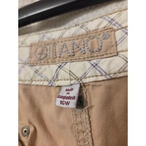 Gitano Women's 16W Beige Cropped Cargo Capri Pants Drawstring Waist Pockets